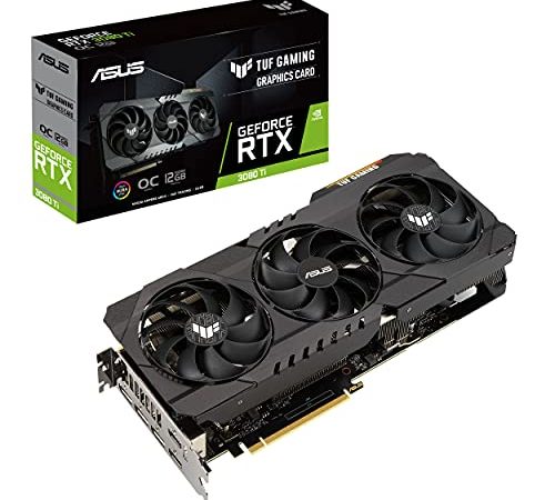 ASUS TUF Gaming GeForce RTX 3080 Ti OC Edition Scheda Grafica, 12 GB GDDR6X, PCIe 4.0, HDMI 2.1, DisplayPort 1.4a, Funzione Boost Clock, Tre Ventole a Doppio Cuscinetto, GPU Tweak II, Nero