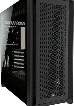 Corsair 5000D Airflow Case ATX Mid-Tower con Vetro Temperato, Pannello Anteriore a Flusso d'aria Elevato, Sistema di Gestione dei cavi Corsair RapidRoute, Due Ventole da 120 mm Incluse, Nero