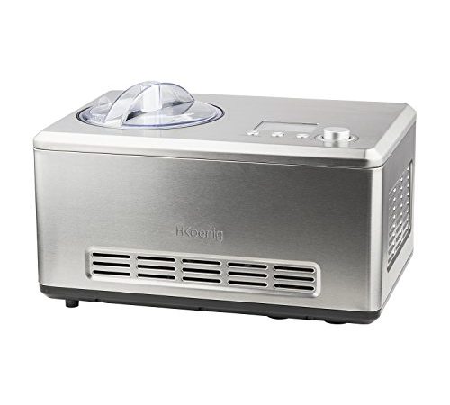 H.Koenig HF320 Gelatiera Elettrica Professionale per Gelati, Frozen Yogurt e Sorbetti con compressore autorefrigerante, 2L,Pronti in 40min, Inox,180W