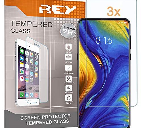 REY Pack 3X Pellicola salvaschermo per XIAOMI Mi Mix 3 - Mi Mix 3 5G, Vetro temperato, di qualità Premium