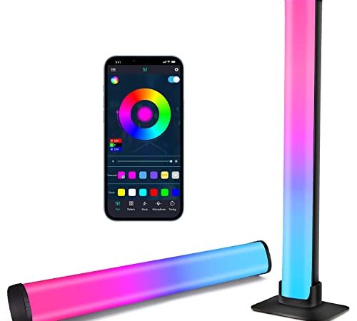 Smart Luce LED Luce LED RGB con telecomando e controllo tramite app Lampada Gaming Luce d'atmosfera RGB Lampade LED con 210 Modalità Dinamiche e Modalità di Sincronizzazione Della Musica