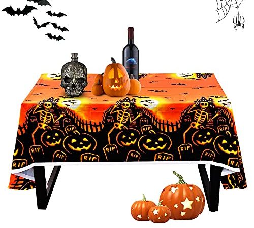 Tovaglie di Halloween,Tovaglia Spaventoso Zucca per Halloween,Tovaglie rettangolari per Halloween,Forniture per Feste di Halloween,Set di decorazioni per Halloween,Tovaglia in Plastica (137X274cm)