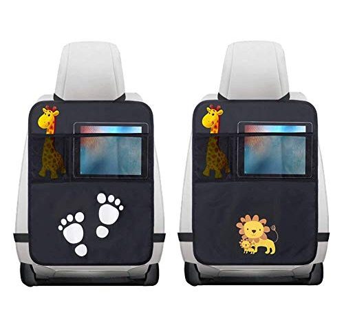 2 Pezzi Protezione Sedile Auto,Impermeabile Sedile Posteriore Auto Organizzatori 2 x Tasca dell' Organizzatore Tasca iPad,Organizer Bambino per Sedile Auto,Protezione Sedile Auto Bambini(Nero)