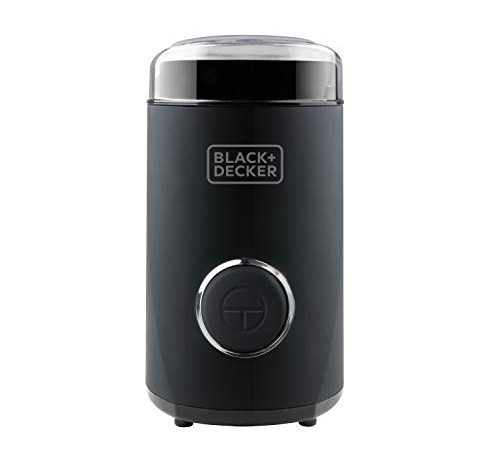 BLACK+DECKER BXCG150E - Macinacaffè elettrico da 150 W, Contenitore per Chicchi da 50 g, Lame e Contenitore in Acciaio Inossidabile, Macinatura Fine, Contenitore per Cavi, Nero
