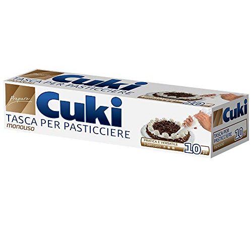 Cuki Tasca per Pasticciere, Confezione da 10 Tasche + 3 Beccucci