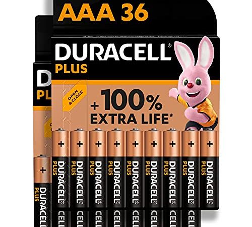 Duracell - Plus AAA, Batterie Ministilo Alcaline, Confezione da 36, 1.5 volt LR03 MN2400