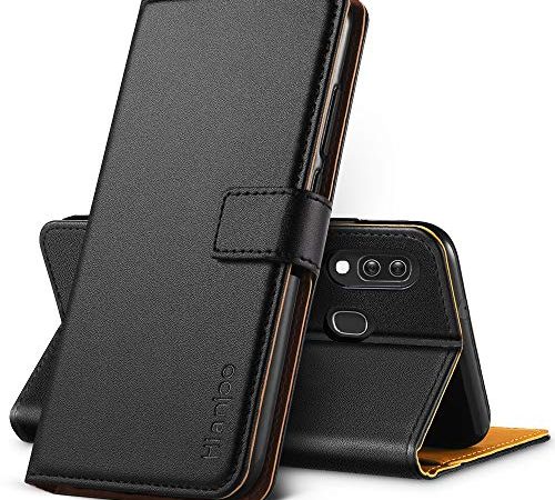 Hianjoo Cover Compatibile per Samsung Galaxy A40, Custodia Flip Premium Protettiva Portafoglio PU Pelle Cover Compatibile con Samsung Galaxy A40 - Nero