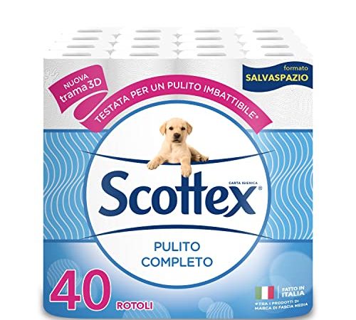 Scottex Carta Igienica Pulito Completo Salvaspazio, Confezione da 40 Rotoli