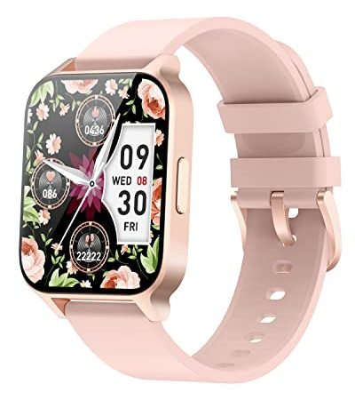 Smartwatch Donna Orologio Contapassi da Polso Fitness Tracker con Cardiofrequenzimetro Saturimetro Orologio Sportivo Android iOS Notifiche WhatsAPP Chiamate Ciclo Mestruale Impermeabile Elegante Rosa