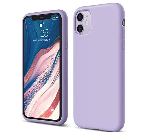 Elago - Custodia in silicone liquido, compatibile con iPhone 11 (6,1"), protezione integrale a 3 strati, bordo rialzato per schermo e fotocamera, colore lavanda