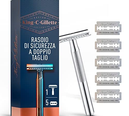 King C. Gillette Rasoio Uomo + 5 Lamette Di Ricarica, 1 Rasoio + 5 Lametta