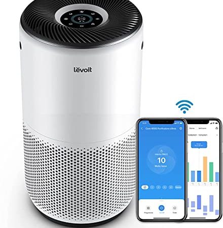 LEVOIT Purificatore d'Aria Smart con APP e ALEXA, Depuratore CADR 400m³/h fino a 83m², 24dB Silenziosa, Display PM2.5, Filtro HEPA H13, Elimina 99.97% di Allergi Polline Polvere Odori per Casa