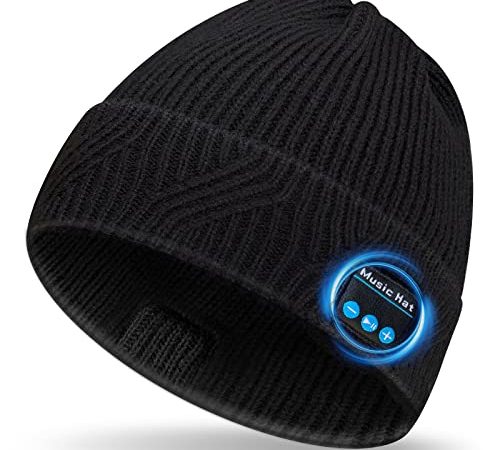 UNBON Regalo Uomo Originale Utile, Cappello Bluetooth Uomo Cappello con Cuffie Bluetooth Stereo HD Microfono, Regalo Uomo Compleanno, Idee Regalo Natale Berretto Bluetooth per Uomo Donna papà