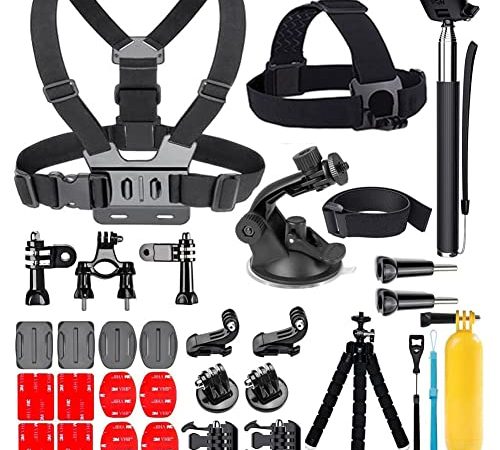 YEHOLDING 25-In-1 Accessori per Gopro,Kit di accessori per action camera per GoPro Hero 10 9 8 Max 7 6 5 4 3 SJ4000 e altre fotocamere per lo sport