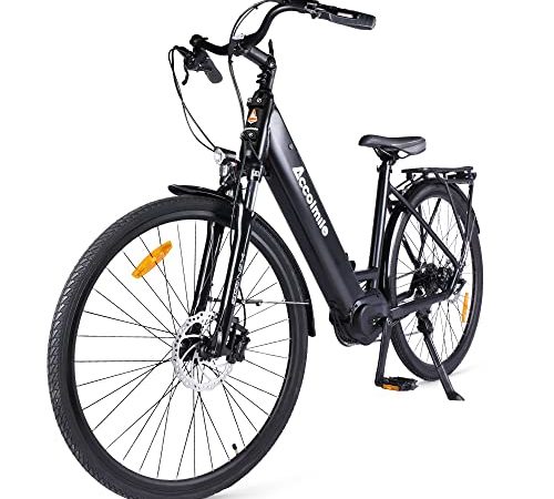 Accolmile Bici Elettrica da Città Trekking 28" 700C, 36V 250W Motore M200 a coppia media, Batteria Rimovibile agli Ioni di Litio da 15Ah 540Wh, Shimano a 8 velocità, per Adulto Unisex