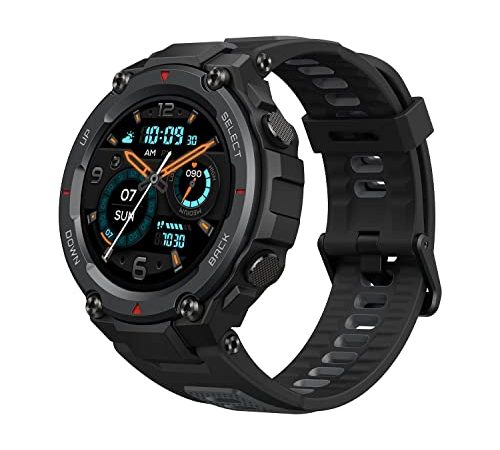 Amazfit T-Rex Pro Smartwatch Orologio Intelligente Fitness Tracker, Impermeabile 10 ATM, 100 Modalità Sportive, GPS, SpO2, Cardiofrequenzimetro, Monitor del Sonno, Contapassi, AMOLED 1,3", Uomo, Donna