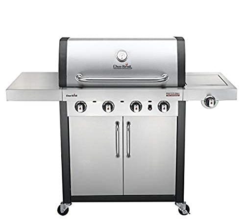 Char-Broil Professional Serie 4400 S - Griglia Barbecue a Gas con 4 Fuochi con Tecnologia TRU-Infrared e Fuoco Laterale, Finitura Acciaio Inossidabile