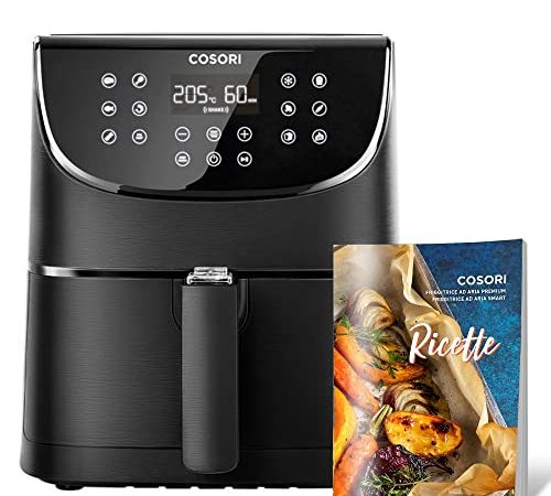 COSORI Friggitrice ad Aria XXL 5,5 Litri con 100 Ricette Italiane, Air Fryer Risparmio Energetico, Senza Olio con 13 Funzioni su LED Display, Cestello Facile da Pulire, Senza PFOA, 1700W