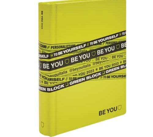 DIARIO SCUOLA Be You Be - u Be yourself STANDARD Color Verde 2022-2023 + omaggio portachiave con paillettes + penna colorata + segnalibro