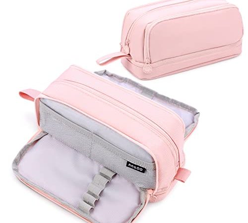 Eucomir Astuccio 3+1 Scomparti Bambina Ragazzo, Astuccio Scuola Elementare Astuccio Grande Astuccio Portapenne Astuccio Ragazza Scuola Media, Rosa