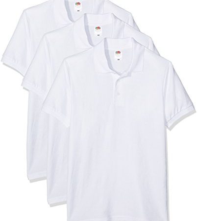 Fruit of the Loom 65/35 Polo, Bianco, M (Pacco da 3) Uomo