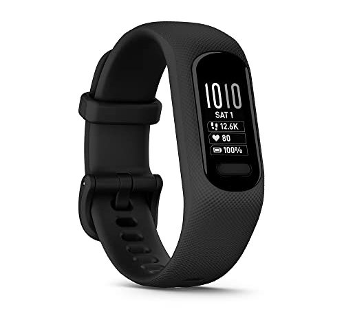 Garmin vívosmart 5, Smartband, Activity Tracker, Cardio, SpO2, GPS Smartphone, Passi, Calorie, Stress, 15 Sport, Rilevamento Incidenti, Display OLED, Notifiche (Black, 255 mm)