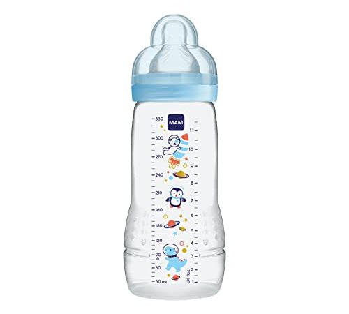 Istruzioni in Lingua Straniera - Mam - Biberon Seconda Infanzia, 330 Ml, dai 6 Mesi in Su, Flusso Tipo X, Colore: Blu