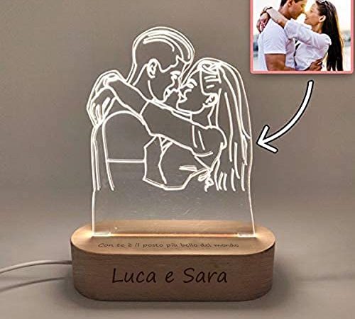 LAC Lampada Personalizzata con Foto 3D | Regalo San Valentino per Lei Idee Regalo Donna Compleanno | Regali San Valentino per Lui Originali | Regalo Anniversario Matrimonio Natale Fidanzato Fidanzata