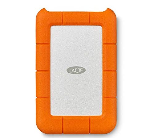 LaCie Rugged Mini, 1 TB, Hard Disk Esterno, Resistente agli Urti e alle Cadute, per PC e Mac, incl. USB-C senza cavo USB-A, Arancione/Grigio, 2 anni Rescue Services (LAC301558)