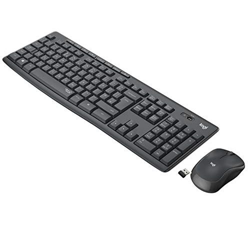 Logitech MK295 Kit Mouse e Tastiera Wireless – Tecnologia SilentTouch, Tastierino Numerico, Tasti Scelta Rapida, Tracciamento Ottico Avanzato, Ricevitore USB Nano, Layout Italiano QWERTY - Grigio