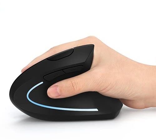 Mouse Verticale Wireless USB ergonomico Ricaricabili Mouse, 2.4G scroll Endurance mouse ad alta precisione mouse ottico per PC/laptop/Mac, Palm rest Thumb pulsanti DPI regolabile,5 buttons-Nero