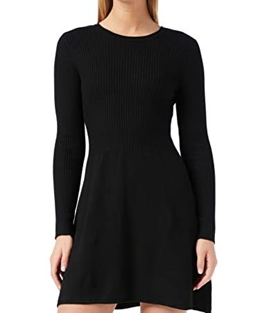 Only ONLALMA L/S O-Neck Dress Knt Noos Vestito, Nero, S Donna