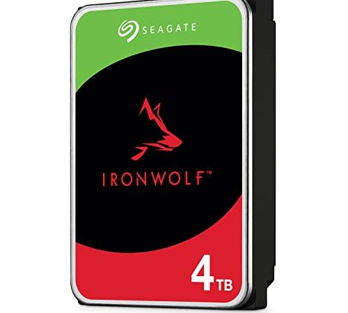 Seagate IronWolf, 4 TB, Hard Disk SATA da 6 GBit/s, HDD, CMR 3,5" 5.900 RPM, Cache da 64 MB per NAS con Sistema RAID, 3 anni Rescue Services (ST4000VN008)