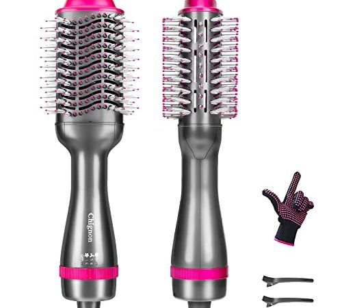 Spazzola Asciugacapelli Chignon, 4 in 1 Spazzola ad Aria Calda, Ioni Spazzola Lisciante per Capelli,Spazzola Elettrica per Capelli per Asciugare, Lisciare e Volume Capelli,1000W (S)