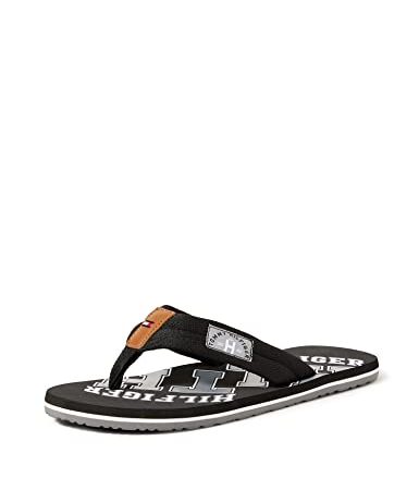 Tommy Hilfiger Infradito Uomo Essential TH Beach Sandal, Nero (Black), 43