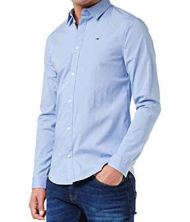 Tommy Jeans Original Stretch Camicia, Blu (Lavender Lustre), L Uomo