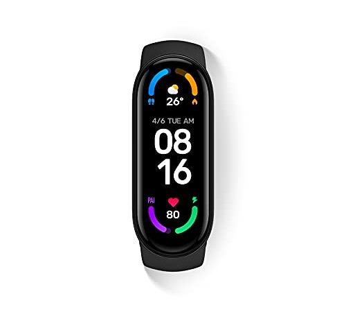 Xiaomi Smart Band 6, Orologio Smart Xiaomi, Schermo AMOLED 1.56'', Monitoraggio SpO2 e Battito Cardiaco, 30 modalità di fitness, Resistente all'Acqua 5 ATM, Cinturino Antibatterico, Versione Italiana