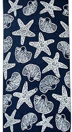 ZOLLNER Telo Mare, 90x180 cm, 100% Cotone, Blu con Animali marini