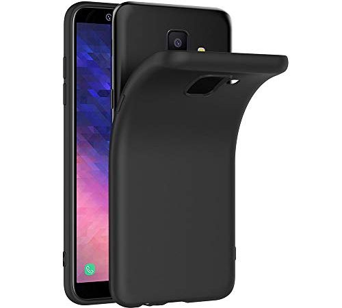 AICEK Cover per Samsung Galaxy A6 2018, Cover Samsung A6 2018 Nero Silicone Case Molle di TPU Sottile Custodia per Galaxy A6 2018 (5,6 Pollici)