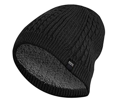 Amazon Brand - Eono Cappello Invernale per Uomo Donna Cappello Caldo Berretto in Maglia Morbido e Confortevole (Nero - Fodera in Pile)