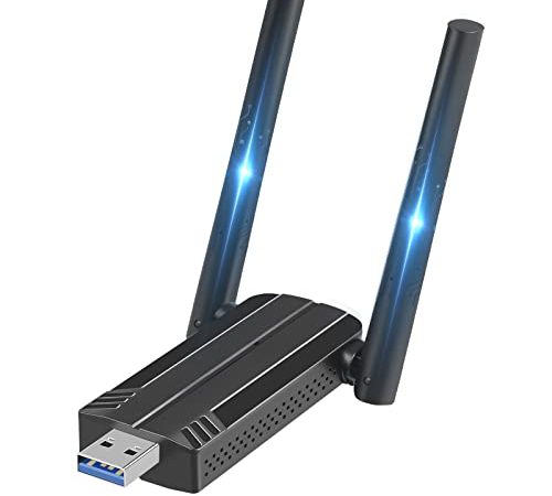 Antenne Chiavetta WiFi per PC Fisso, 1300M 2 Adattatore WiFi, Dual Band 2.4GHz/5.8 GHz WiFi USB, 5dBi AC Scheda WiFi PC Fisso per PC/Desktop/Laptop, per Windows 11/10/8/7/Vista/XP, MacOSX