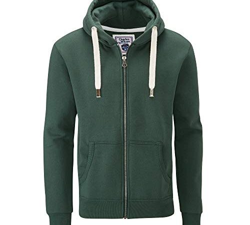 Charles Wilson Felpa Original da Uomo con Cappuccio in Misto Cotone con Zip (X-Large, Dark Green (0819))