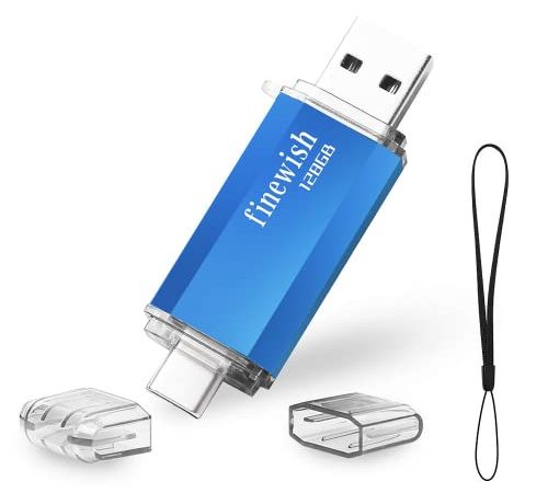 Chiavetta USB Type C 128 GB, 2 in 1 OTG Penna USB 128 giga USB C Pen Drive 128GB per PC/New MacBook/Tablet/Smartphone Huawei, Samsung, Xiaomi, Oneplus (Blu)