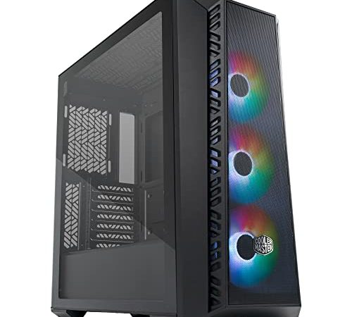 Cooler Master MasterBox 520 Mesh PC Case - ATX Mid-Tower, Con 3 Ventole, Configurazioni Multiple Flusso d'Aria, Pannello Frontale in Rete, Pannello Laterale TG, Controller ARGB Incluso - Nero