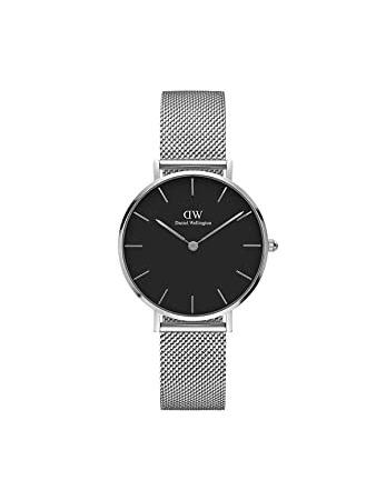 Daniel Wellington Petite Sterling Orologio Donna, 32mm, in Maglia, Argento