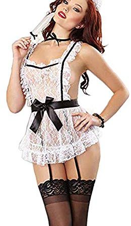 EVBEA Lingerie Sexy Donne Cameriera Vestito Uniforme Donne Cosplay Pizzo Vestito (Vestiti Sexy Cameriera)