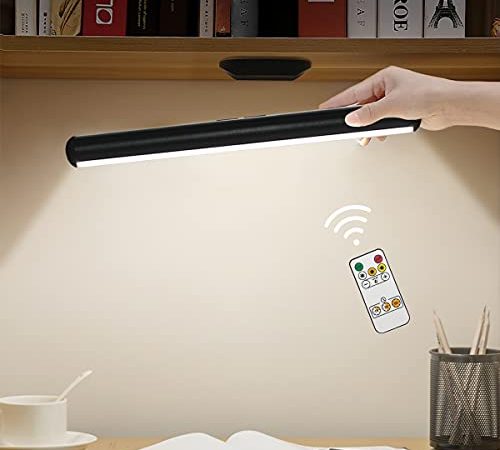 Hapfish Lampada da Tavolo Senza Fili, Lampada da Scrivania a LED Magnetica con Telecomando, Luce Notturna Ricaricabile USB, Luce Scrivania Wireless Dimmerabile per Cucina, Lettura, Lavorare