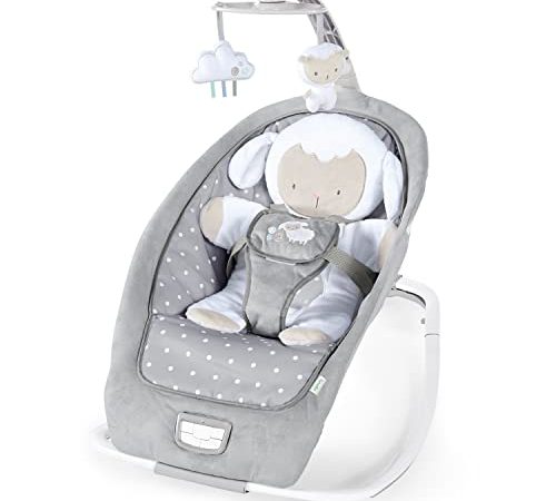 Ingenuity, Sdraietta E Dondolo Per Bambini, Cuddle Lamb, Con Vibrazione, Arco Di Gioco Con 2 Peluche, Grigio, 43.7 X 78.1 X 74.2 Cm