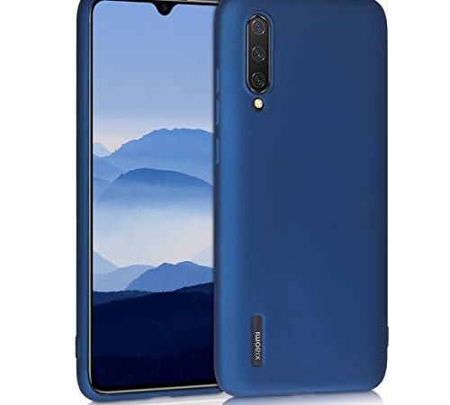 kwmobile Custodia Compatibile con Xiaomi Mi 9 Lite - Cover Silicone TPU Effetto Metallizzato - Protezione Back Case Morbida Blu Metallizzato