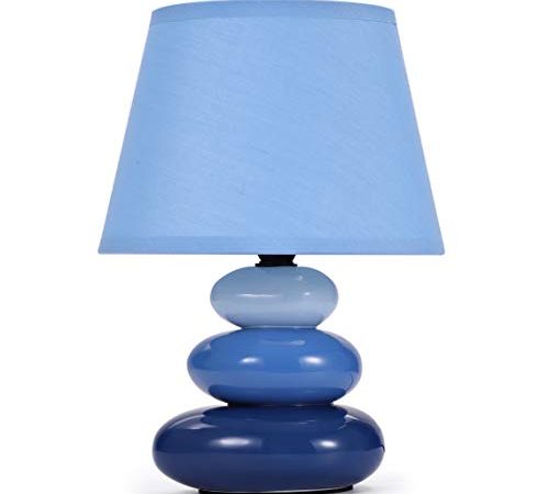 Lampada da comodino"Lina" con 3 pietre (blu)